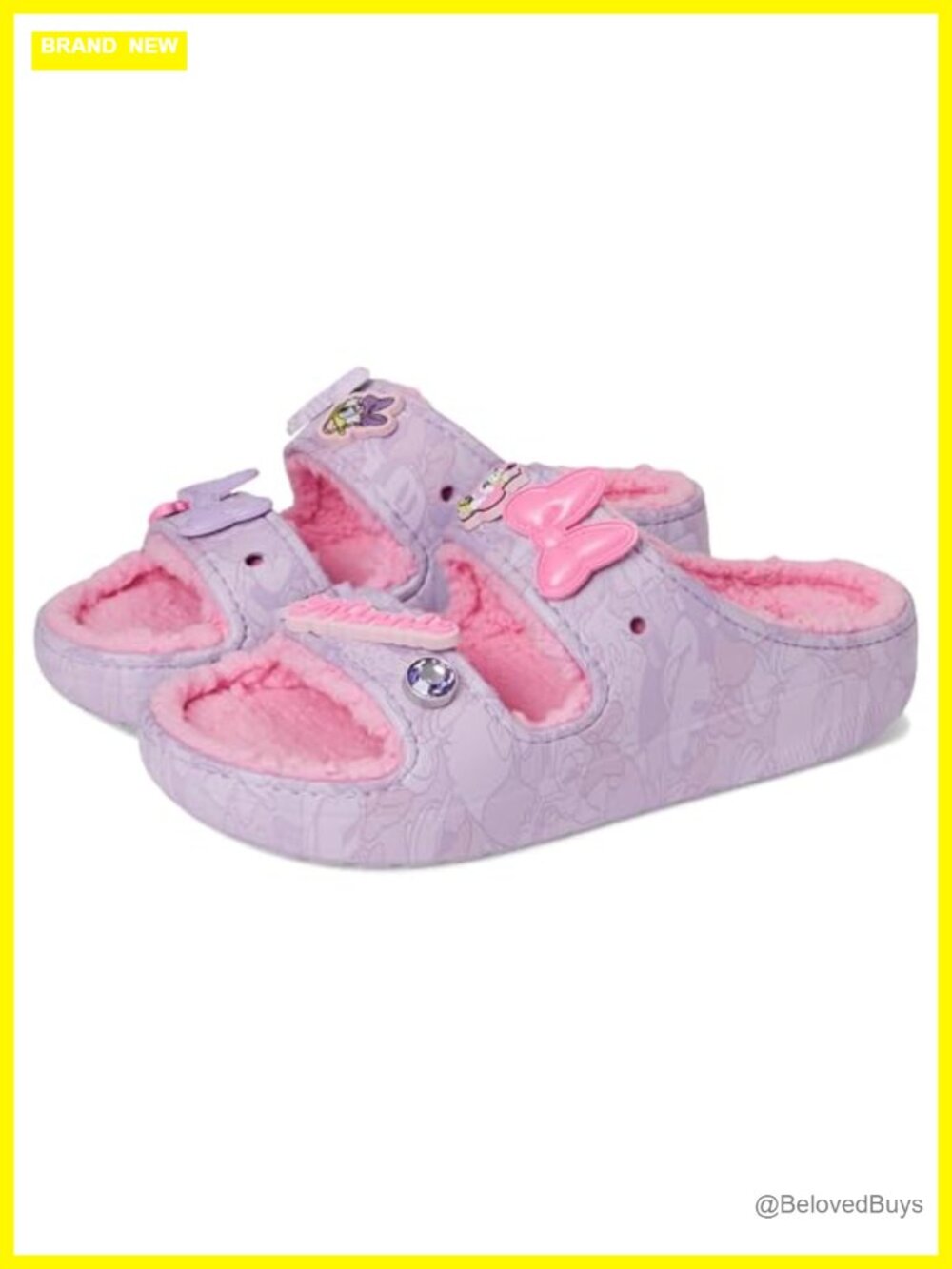Cozy Faux Fur Sandals Slip-On Low-Top Slides Womens Disney Minnie Daisy